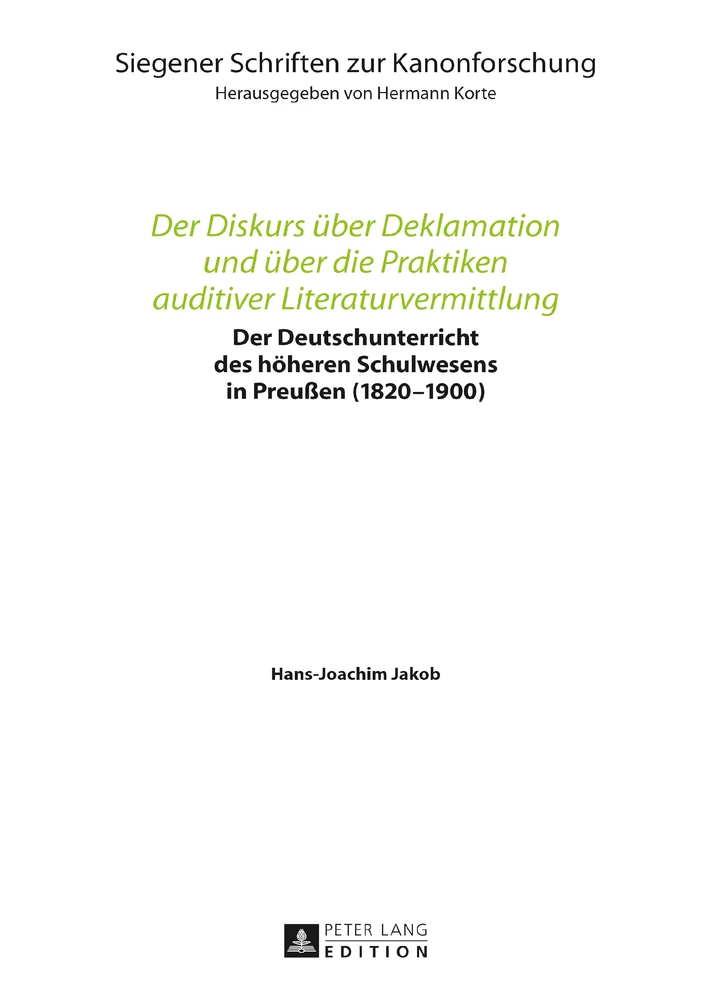 Titel: Der Diskurs über Deklamation und über die Praktiken auditiver Literaturvermittlung