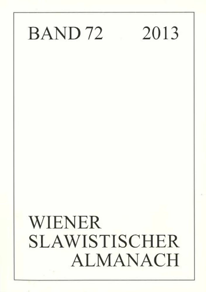 Titel: Wiener Slawistischer Almanach Band 72/2013