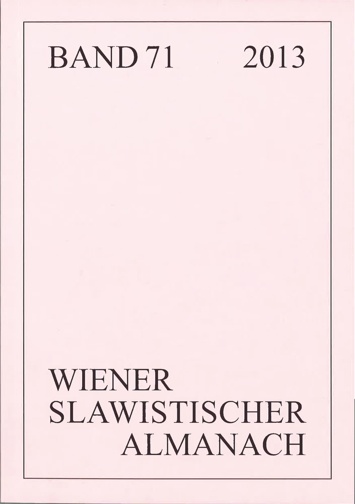 Titel: Wiener Slawistischer Almanach Band 71/2013
