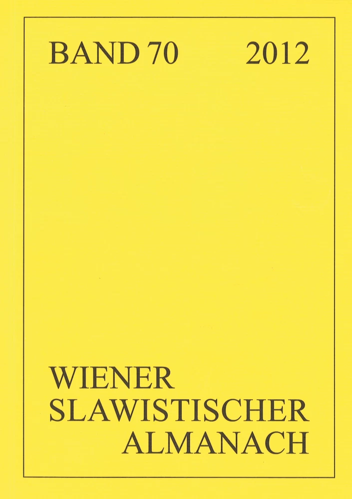 Titel: Wiener Slawistischer Almanach Band 70/2012