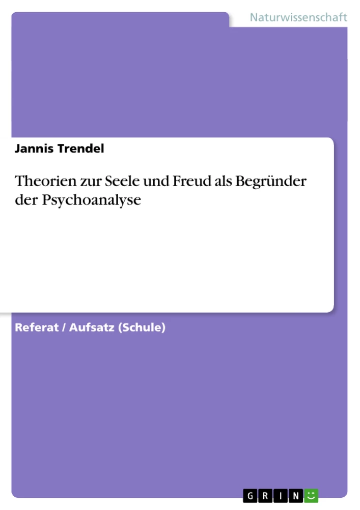 Titre: Theorien zur Seele und Freud als Begründer der Psychoanalyse