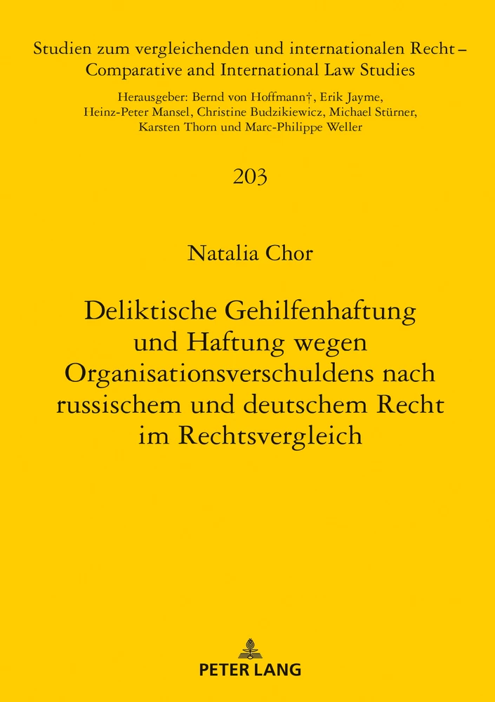 Titel: Deliktische Gehilfenhaftung und Haftung wegen Organisationsverschuldens nach russischem und deutschem Recht im Rechtsvergleich