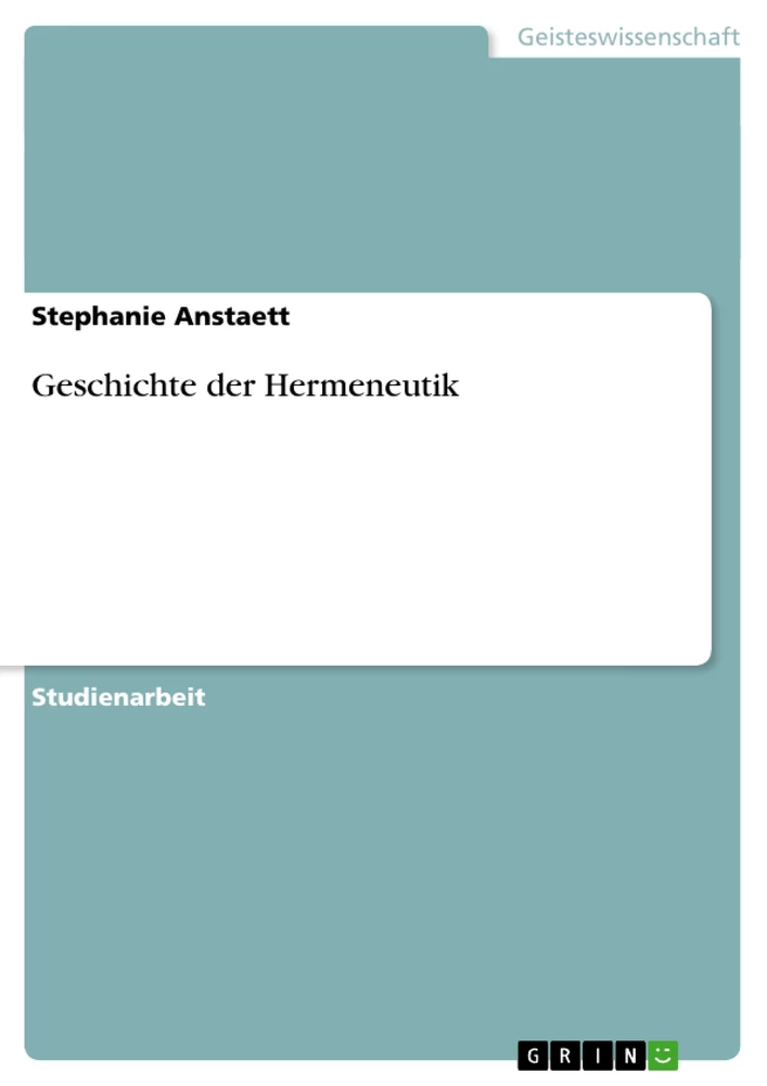 Titre: Geschichte der Hermeneutik