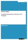 Titre: Leitartikel, Kommentar und Glosse. Ein Vergleich