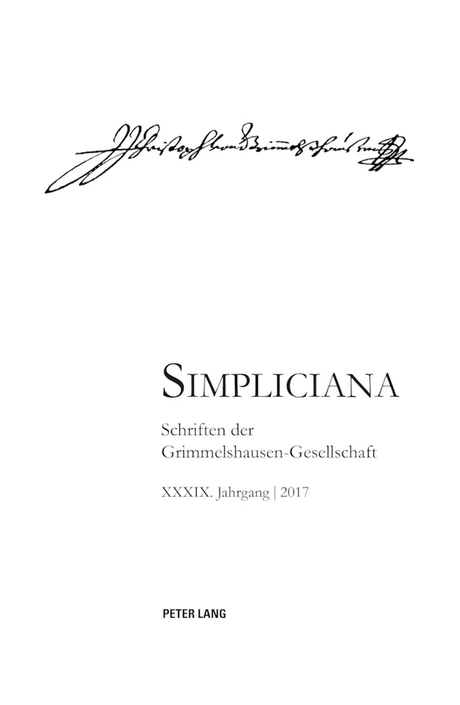 Titel: Simpliciana XXXIX (2017)
