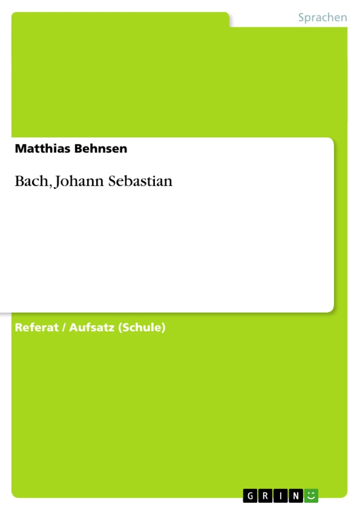 Titre: Bach, Johann Sebastian