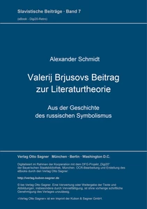 Title: Valerij Brjusovs Beitrag zur Literaturtheorie