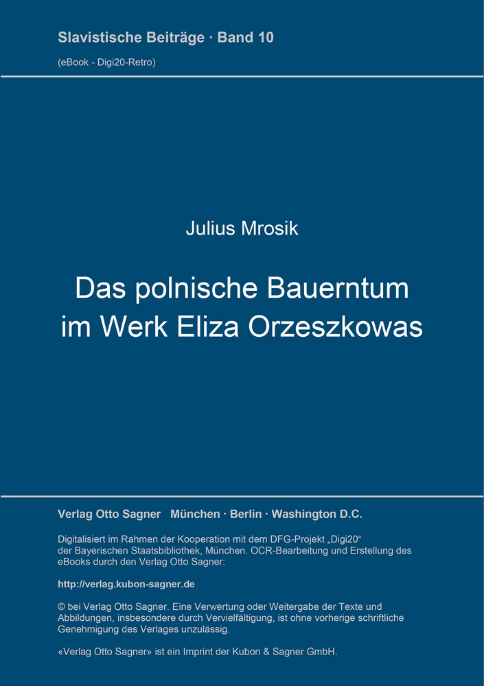 Titel: Das polnische Bauerntum im Werk Eliza Orzeszkowas