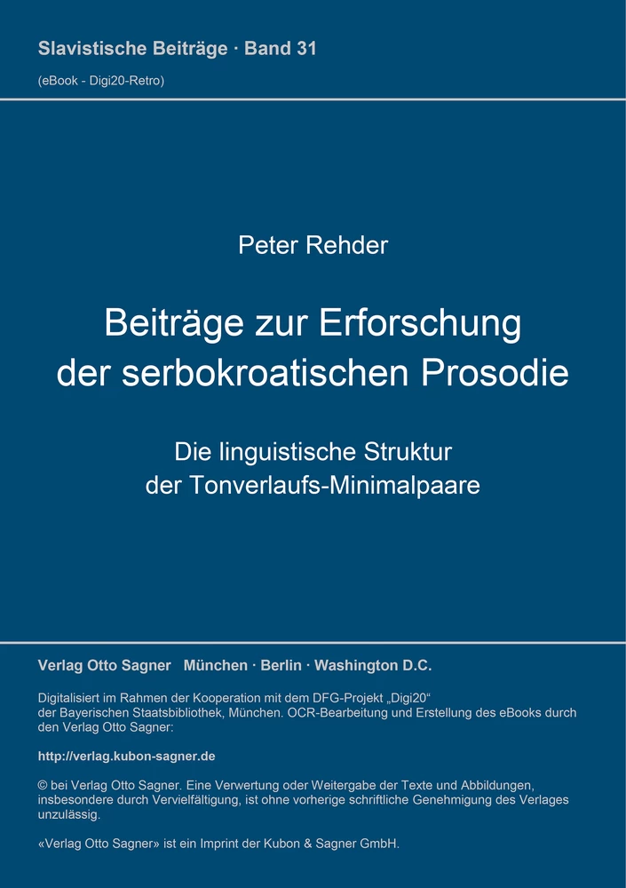 Titel: Beiträge zur Erforschung der serbokroatischen Prosodie