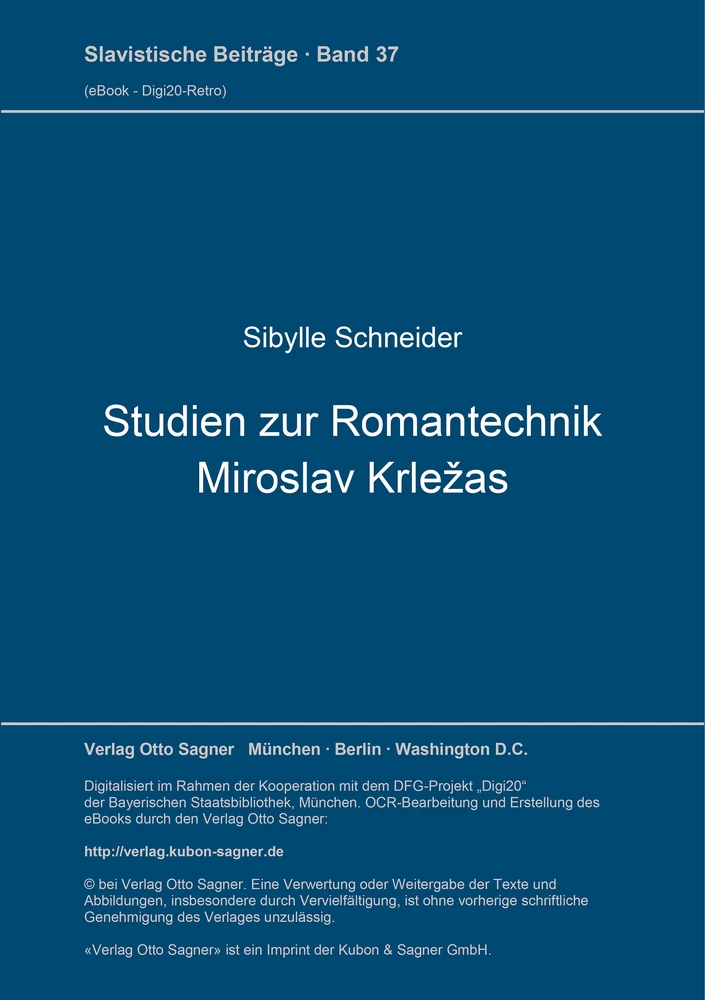 Titel: Studien zur Romantechnik Miroslav Krležas
