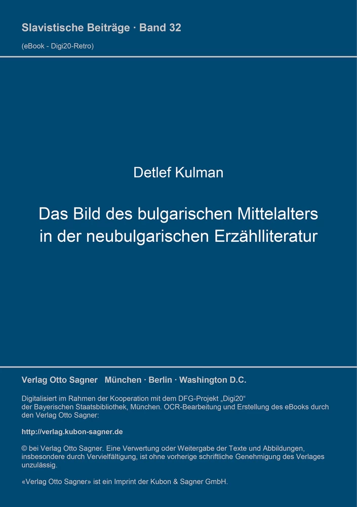 Titel: Das Bild des bulgarischen Mittelalters in der neubulgarischen Erzählliteratur