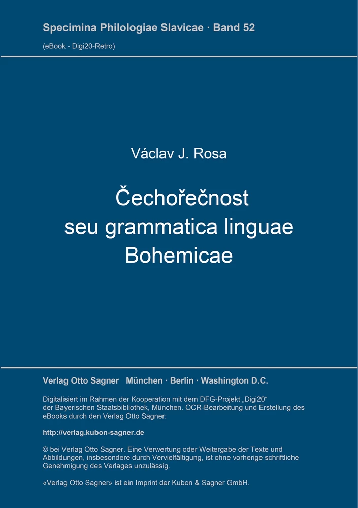 Titel: Čechořečnost seu grammatica linguae Bohemicae