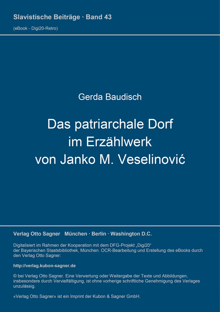 Titel: Das patriarchale Dorf im Erzählwerk von Janko M. Veselinović