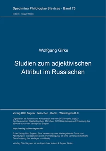 Title: Studien zum adjektivischen Attribut im Russischen
