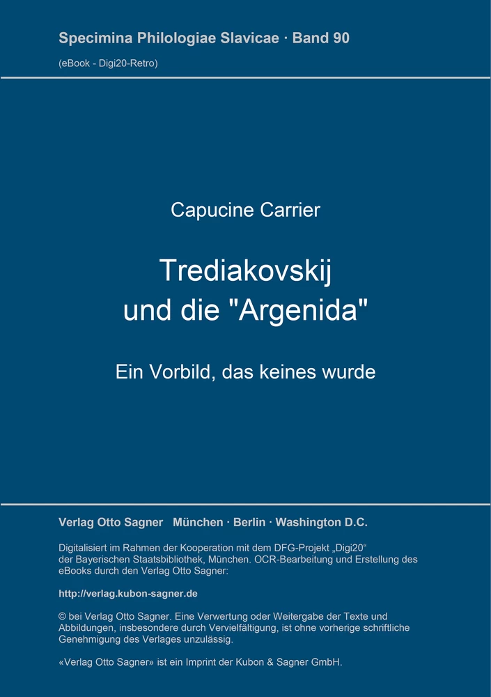Titel: Trediakovskij und die "Argenida"