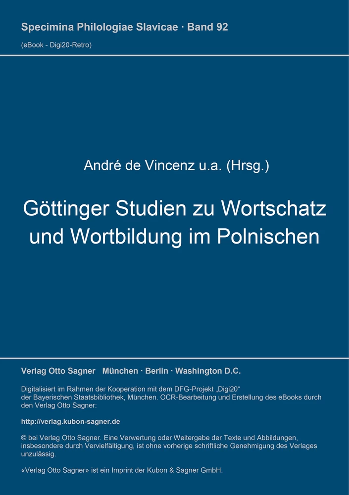 Titel: Göttinger Studien zu Wortschatz und Wortbildung im Polnischen