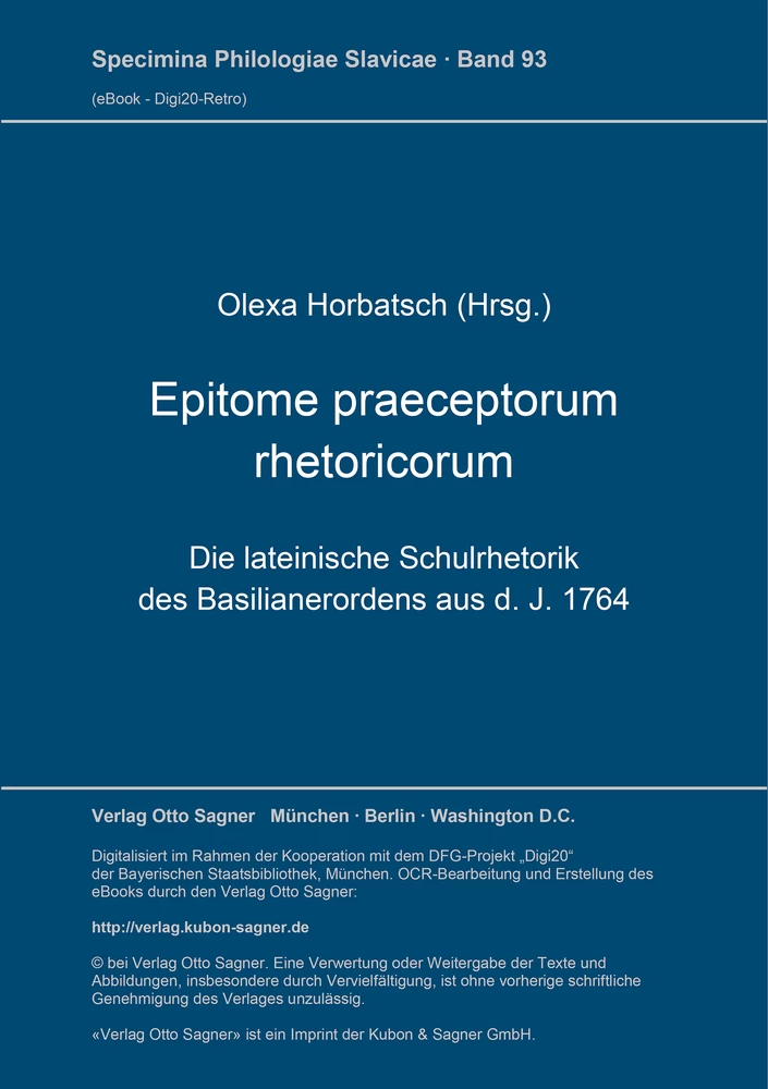 Titel: Epitome praeceptorum rhetoricorum