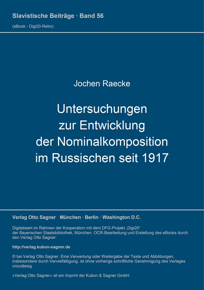 Title: Untersuchungen zur Entwicklung der Nominalkomposition im Russischen seit 1917