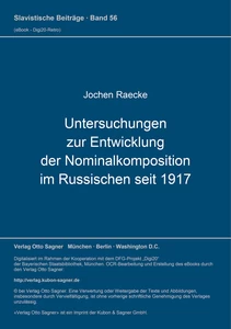 Titel: Untersuchungen zur Entwicklung der Nominalkomposition im Russischen seit 1917