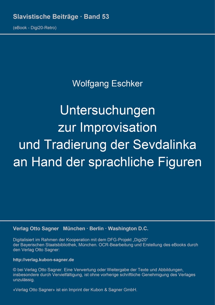 Titel: Untersuchungen zur Improvisation und Tradierung der Sevdalinka an Hand der sprachlichen Figuren