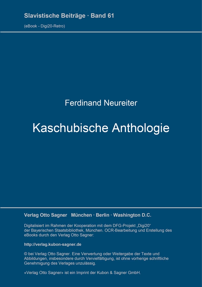 Titel: Kaschubische Anthologie