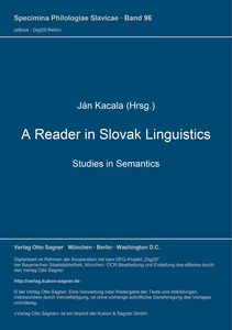 Titel: A Reader in Slovak Linguistics