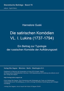 Titel: Die satirischen Komödien VL. I. Lukins (1737-1794)