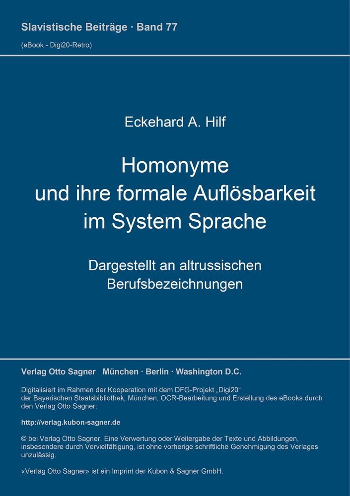 Titel: Homonyme und ihre formale Auflösbarkeit im System Sprache