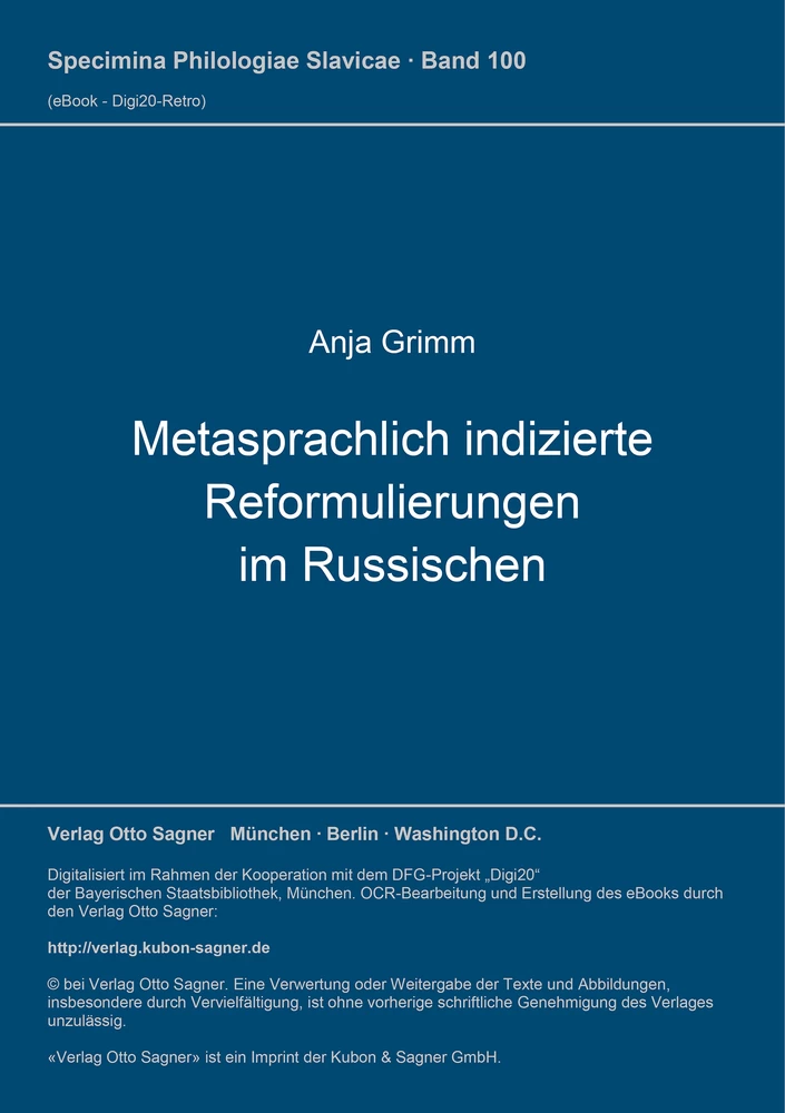 Titel: Metasprachlich indizierte Reformulierungen im Russischen