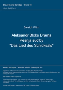 Title: Aleksandr Bloks Drama Pesnja sud'by "Das Lied des Schicksals"