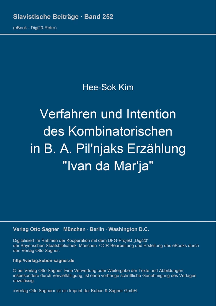 Titel: Verfahren und Intention des Kombinatorischen in B. A. Pil'njaks "Ivan da Mar'ja"