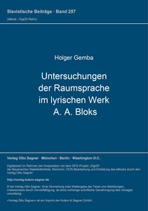 Title: Untersuchungen der Raumsprache im lyrischen Werk A. A. Bloks