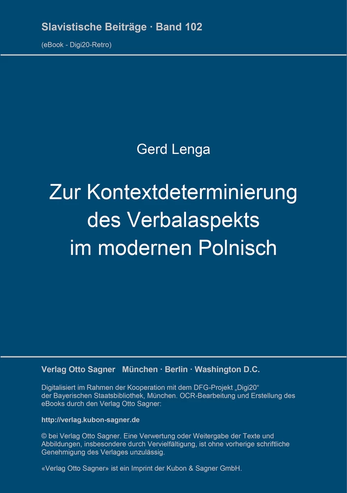 Titel: Zur Kontextdeterminierung des Verbalaspekts im modernen Polnisch