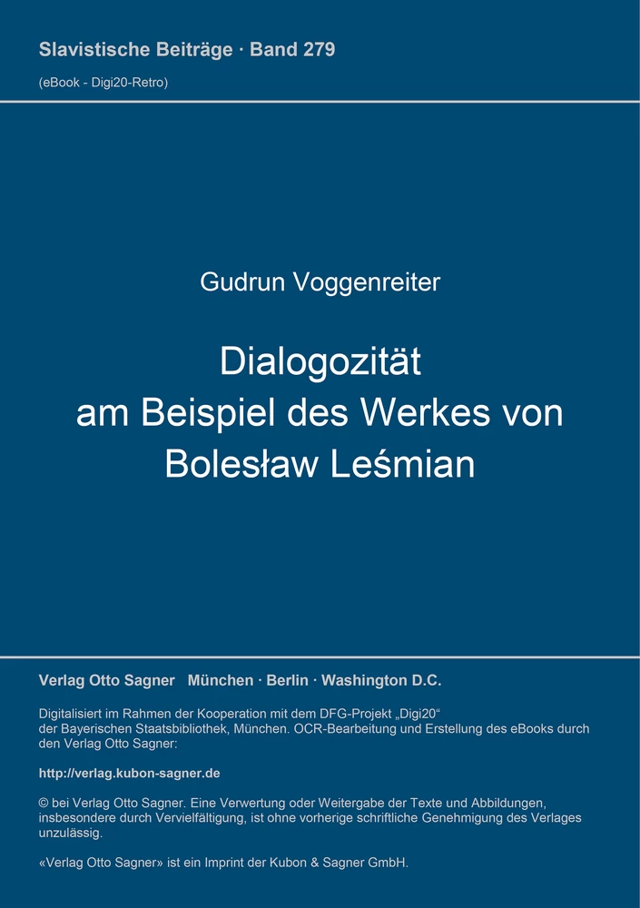 Titel: Dialogozität am Beispiel des Werkes von Bolesław Leśmian