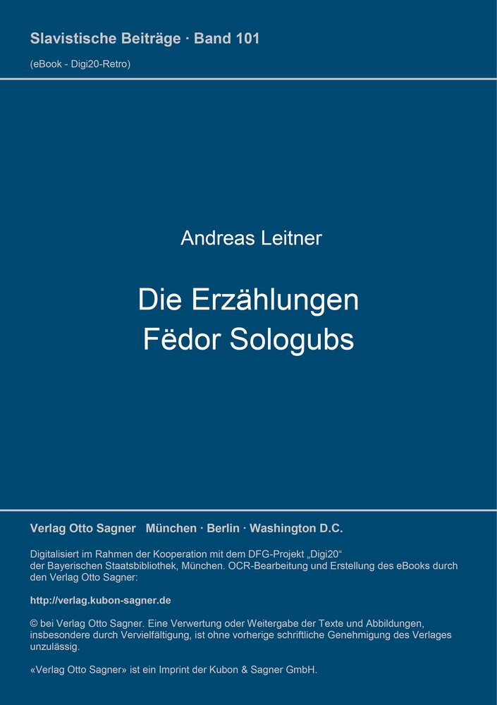 Titel: Die Erzählungen Fëdor Sologubs