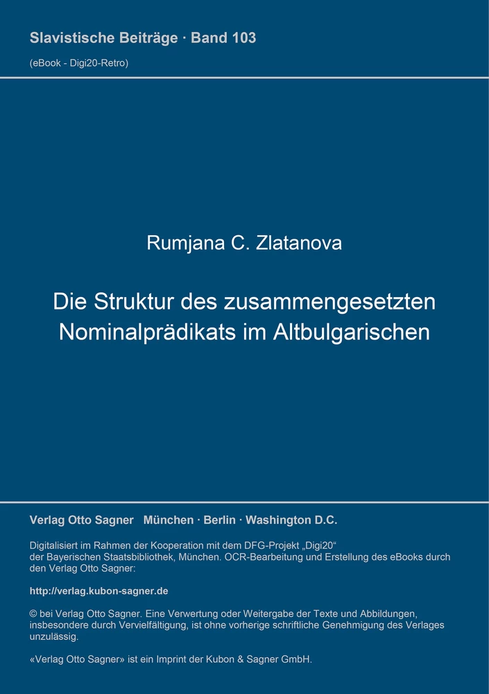Titel: Die Struktur des zusammengesetzten Nominalprädikats im Altbulgarischen