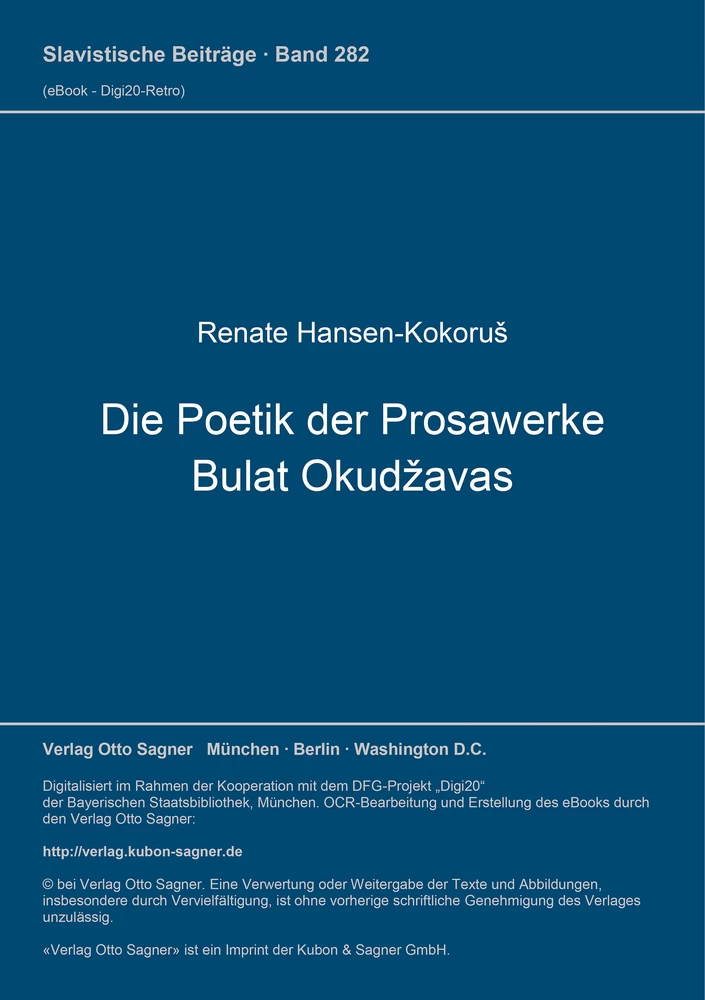 Titel: Die Poetik der Prosawerke Bulat Okudžavas
