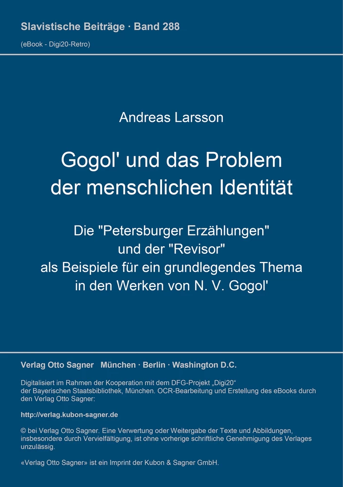 Titel: Gogol' und das Problem der menschlichen Identität