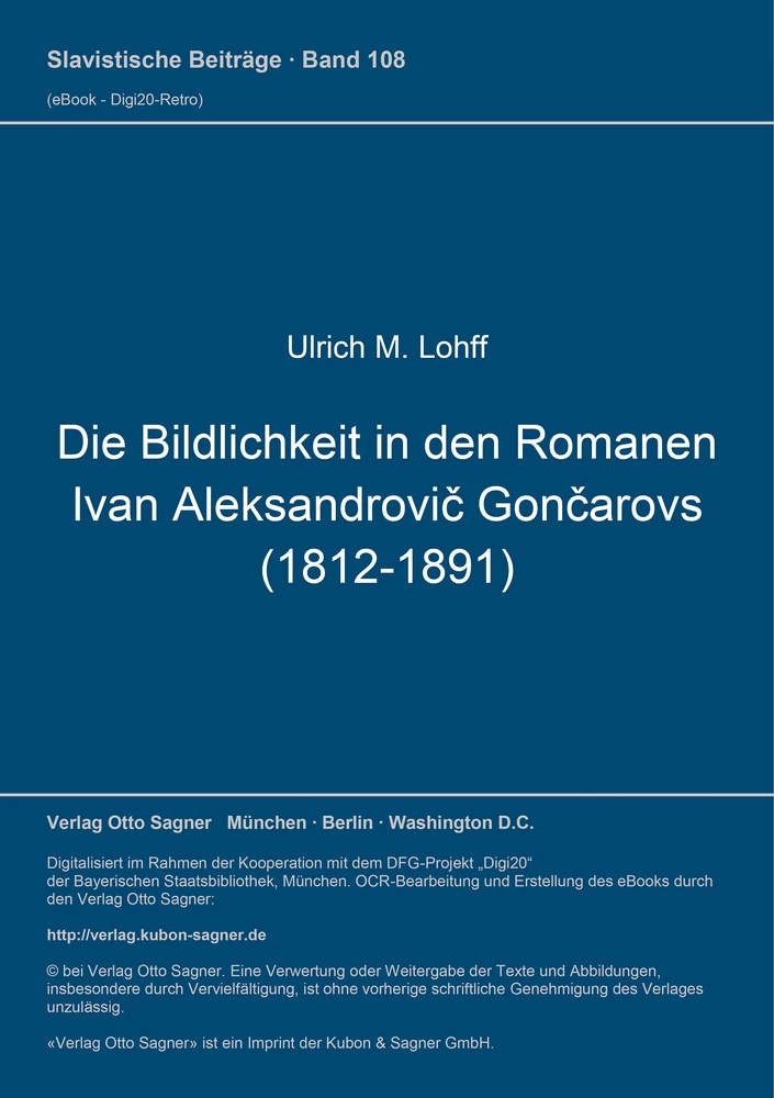Titel: Die Bildlichkeit in den Romanen Ivan Aleksandrovič Gončarovs (1812-1891)