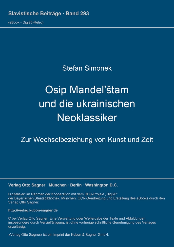 Titel: Osip Mandel'štam und die ukrainischen Neoklassiker