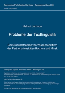 Titel: Probleme der Textlinguistik: Gemeinschaftsarbeit von Wissenschaftlern der Partneruniversitäten Bochum und Minsk