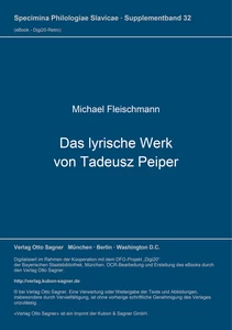 Titel: Das lyrische Werk von Tadeusz Peiper