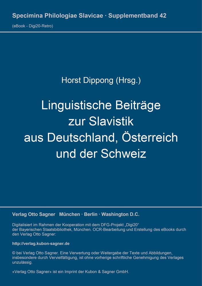 Titel: Linguistische Beiträge zur Slavistik aus Deutschland, Österreich und der Schweiz