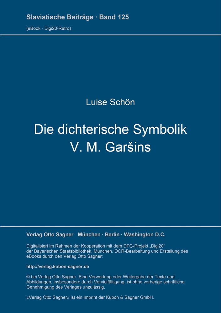 Titel: Die dichterische Symbolik V. M. Garšins