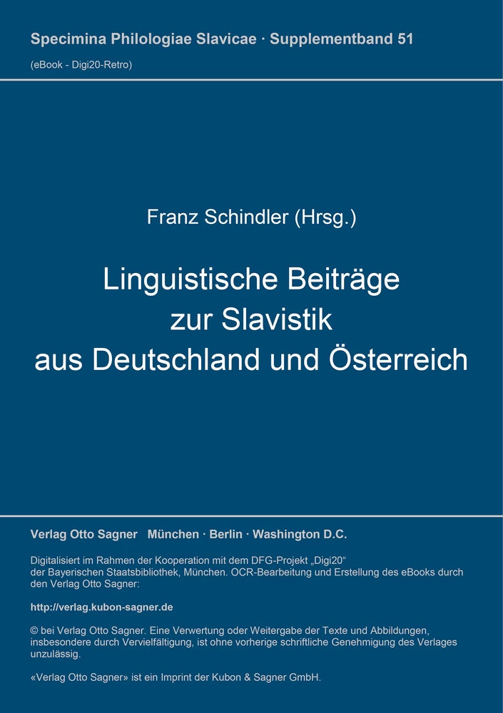 Titel: Linguistische Beiträge zur Slavistik aus Deutschland und Österreich