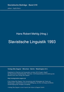 Title: Slavistische Linguistik 1993