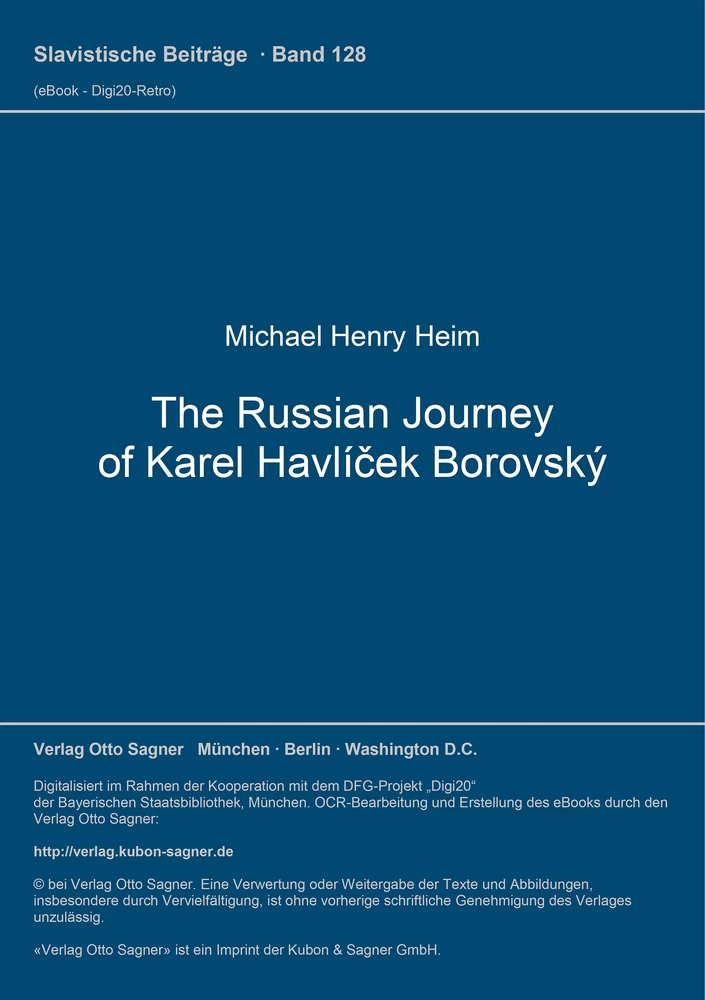 Title: The Russian Journey of Karel Havlíček Borovský