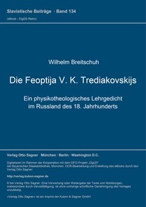 Title: Die Feoptija V. K. Trediakovskijs