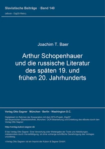 Title: Arthur Schopenhauer und die russische Literatur des späten 19. und frühen 20. Jahrhunderts