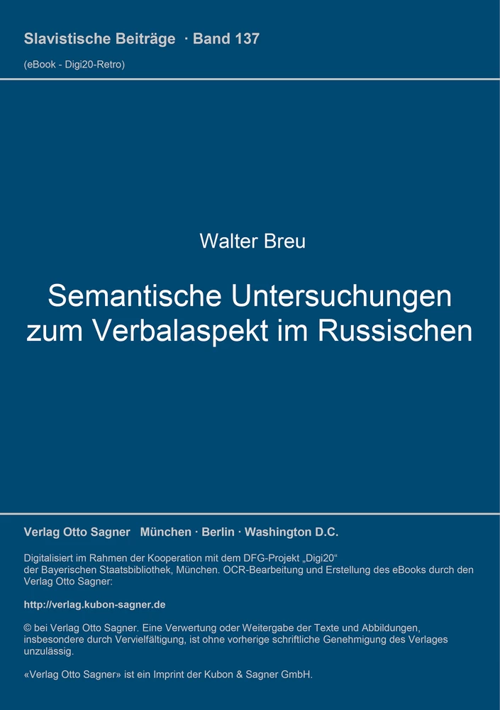 Titel: Semantische Untersuchungen zum Verbalaspekt im Russischen